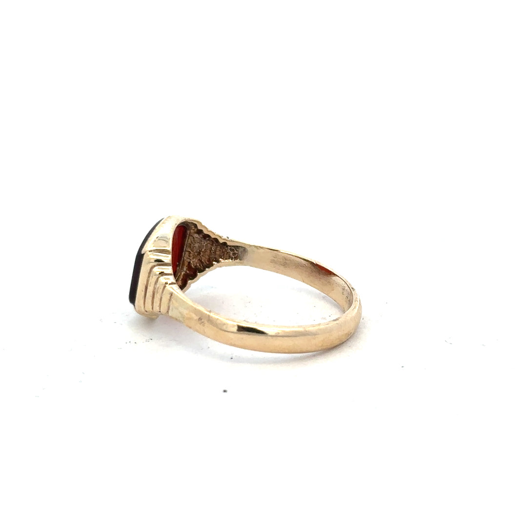 9ct yellow gold ring in size Y1/2 with a smooth band, unbranded jewelry showcasing classic gold craftsmanship.