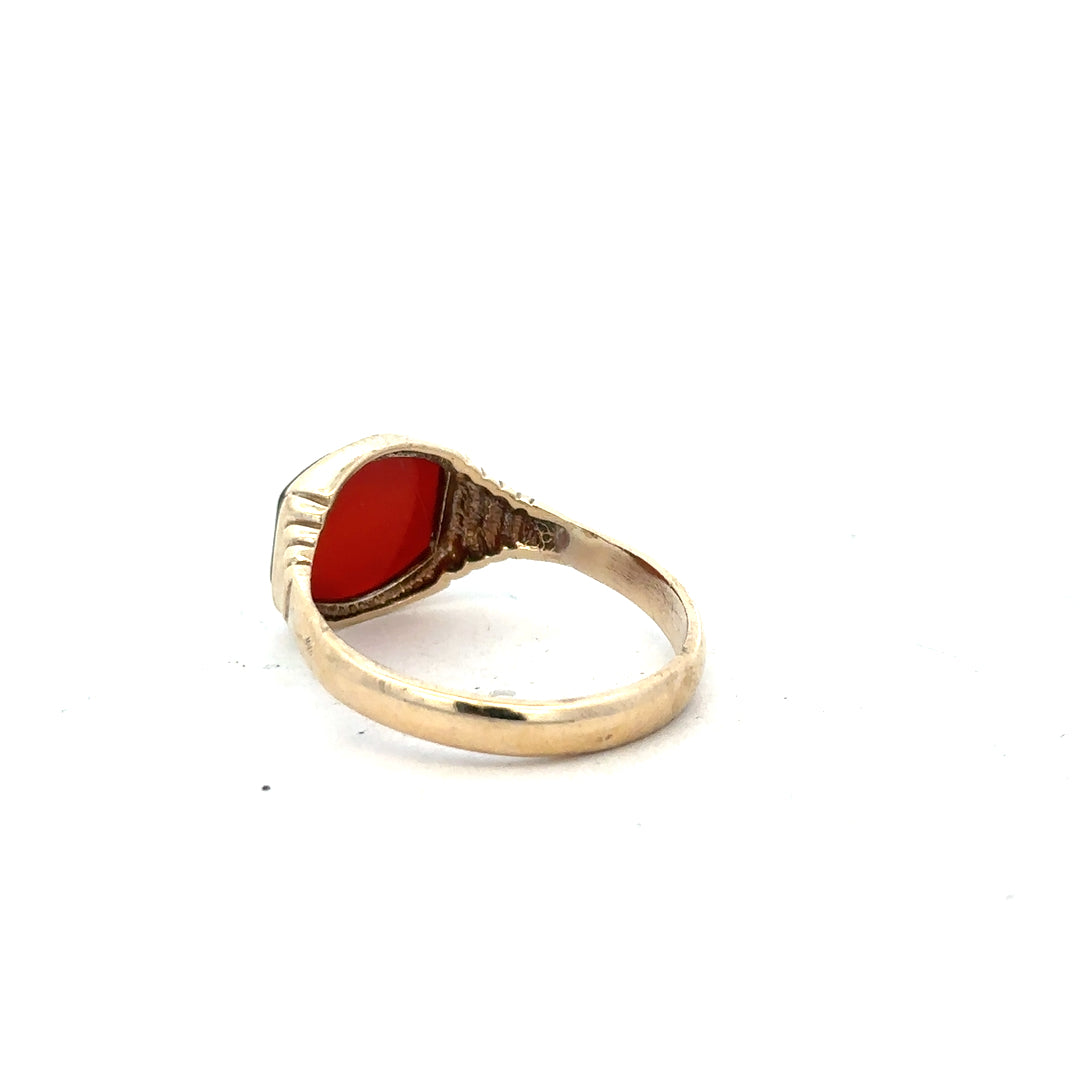 9ct yellow gold ring size Y1/2 with a smooth polished band, unbranded, showcasing fine craftsmanship and classic style.