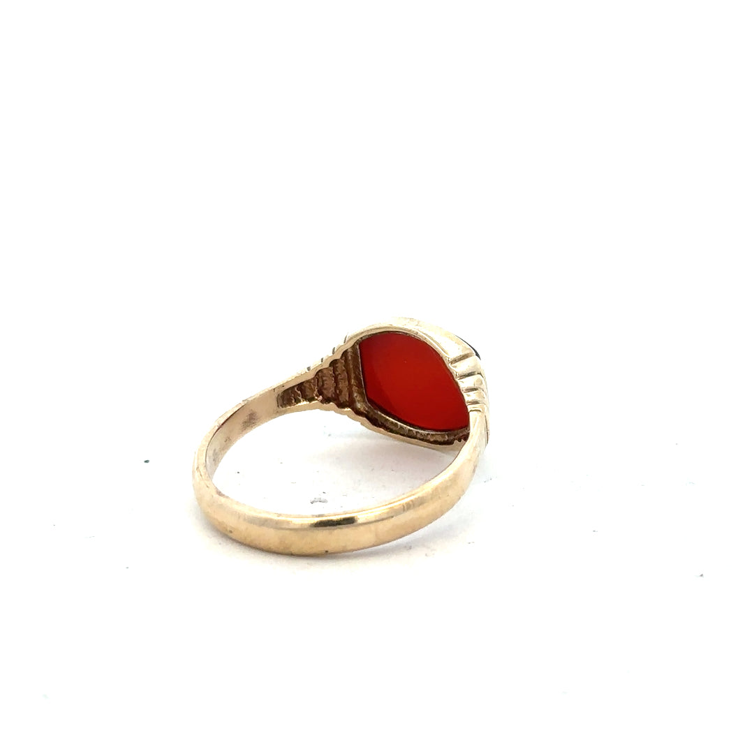 9ct yellow gold ring size Y1/2 with a smooth band, unbranded jewelry piece displayed on a plain background.