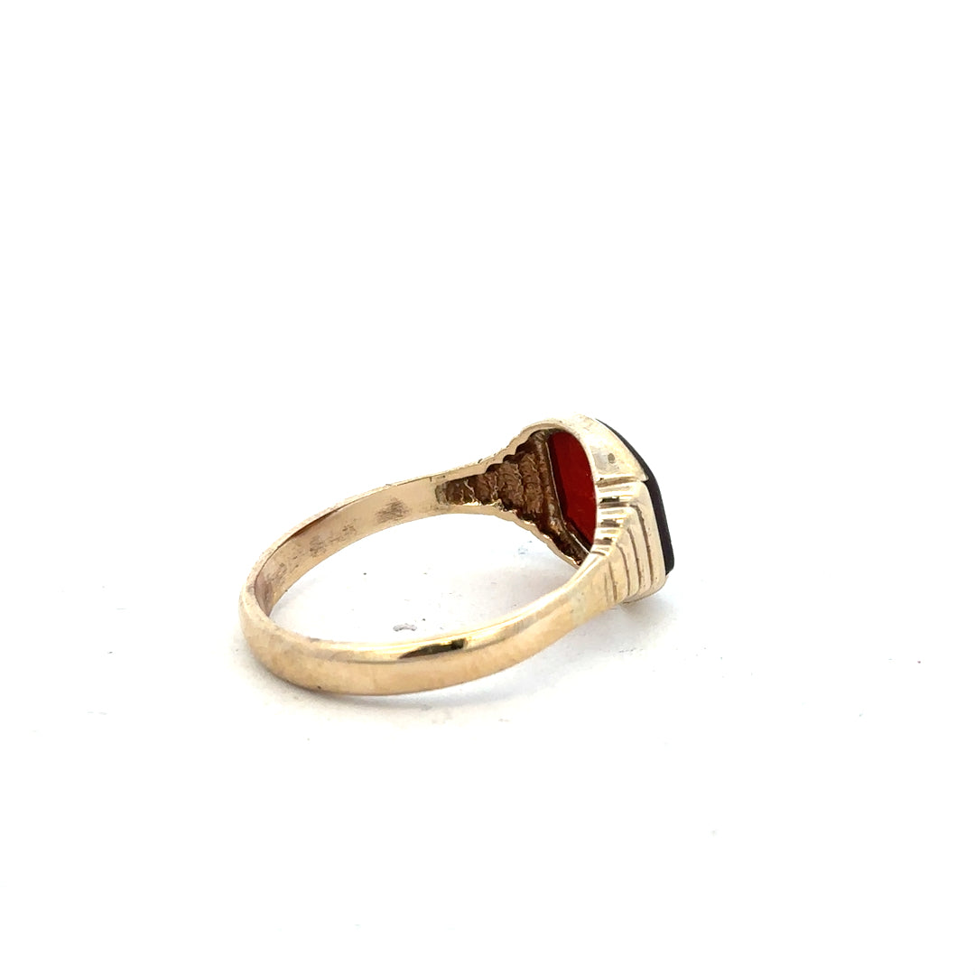 9ct yellow gold ring size Y1/2, unbranded, showcasing a smooth polished band on a white background.