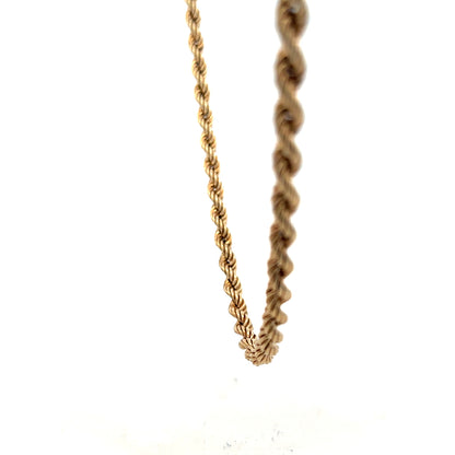 9ct yellow gold rope chain weighing 10.1g, showing the detailed twisted design and polished finish.