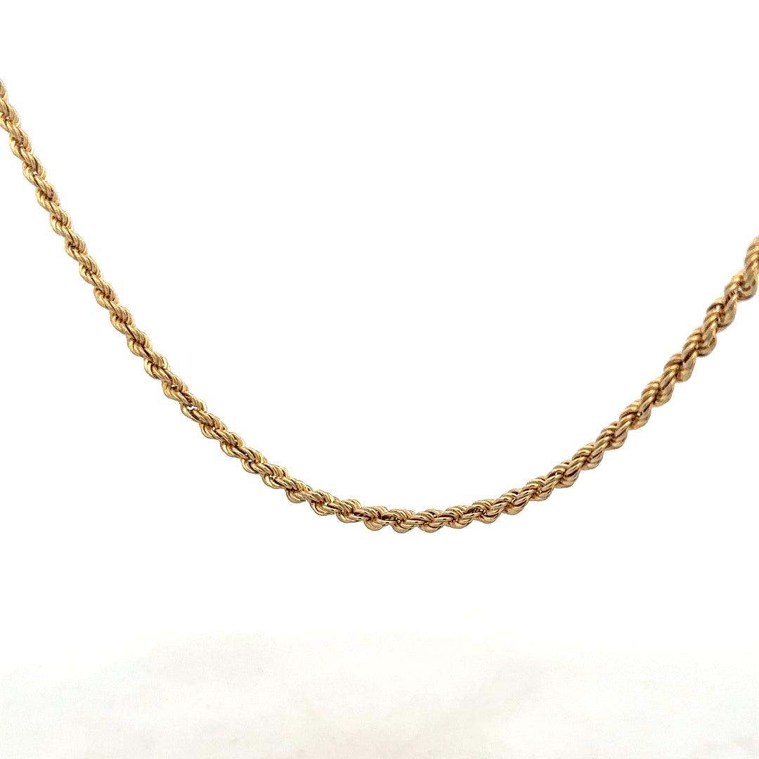 9ct yellow gold rope chain weighing 3.7g, featuring a twisted design, shown on a plain background.