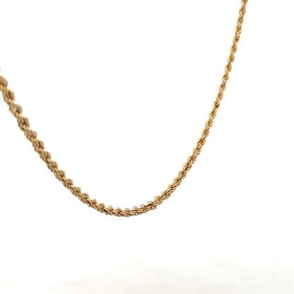 9ct yellow gold rope chain weighing 3.7g, unbranded jewelry with intricate twisted design and secure clasp visible.