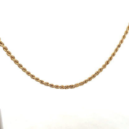 9ct yellow gold rope chain with 3.7g, featuring a detailed twisted design, unbranded jewelry accessory.