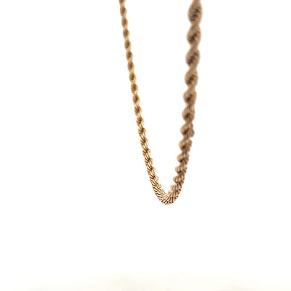 9ct yellow gold rope chain weighing 5.5g, featuring a detailed twisted design, perfect for elegant jewelry styling.