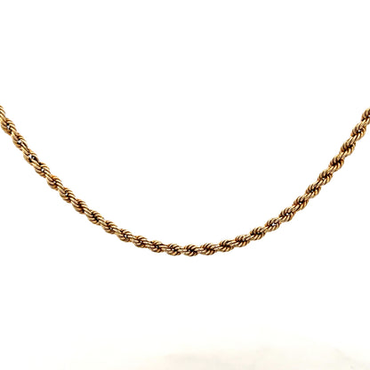 9ct yellow gold rope chain with a sturdy design, weighing 7.2g, crafted for a stylish and elegant look.