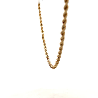 9ct yellow gold rope chain weighing 7.2g, featuring a detailed twisted design, perfect for elegant jewelry styling.
