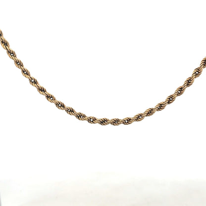9ct yellow gold rope chain, unbranded, 7g, showing the intricate twisted design and polished finish.