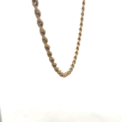 9ct yellow gold rope chain weighing 7g, featuring a classic twisted design, perfect for everyday wear or layering.