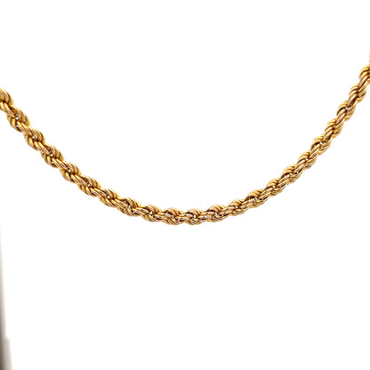 9ct yellow gold rope chain, 9.4g, unbranded jewelry showing the detailed twisted gold design.