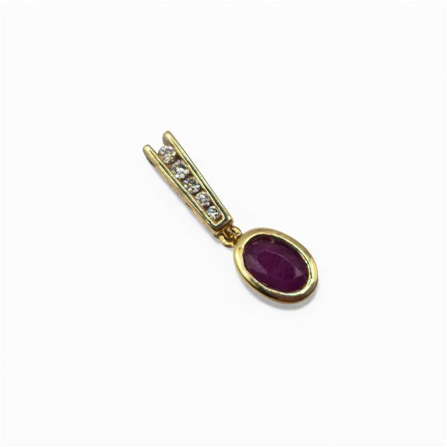 9ct yellow gold ruby and diamond pendant featuring a central ruby gemstone and sparkling diamonds, elegant jewelry accessory.