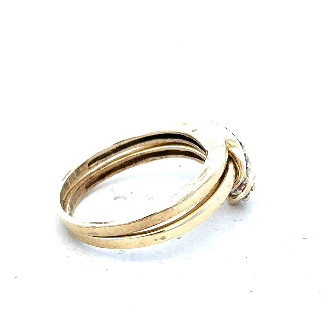 9ct yellow gold ruby ring size O with a central ruby gemstone and gold band, unbranded jewelry accessory.