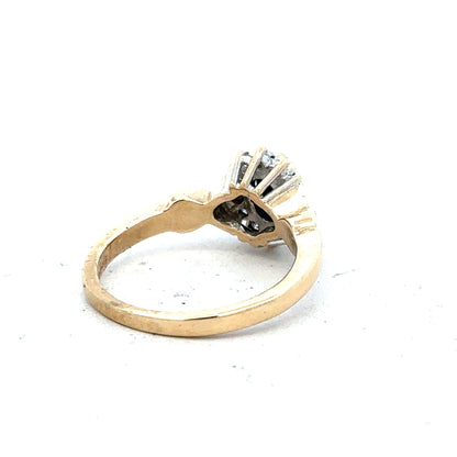 9ct yellow gold sapphire and diamond ring in size K1/2, featuring a polished band with sparkling gemstones.