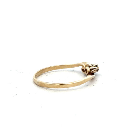 9ct yellow gold sapphire and diamond ring in size M, featuring a central sapphire gemstone and sparkling diamonds, unbranded.