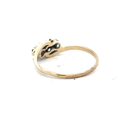 9ct yellow gold sapphire and diamond ring in size Q, featuring a central sapphire with diamond accents, unbranded jewelry.