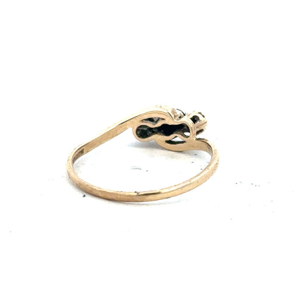 9ct yellow gold sapphire and diamond ring, size Q, featuring a central sapphire gemstone surrounded by diamonds.