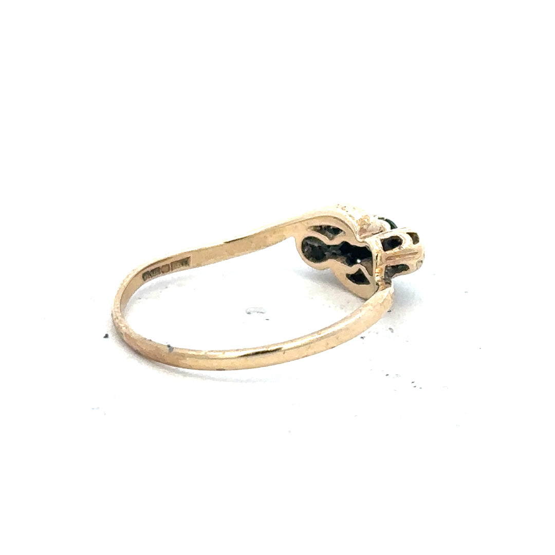 9ct yellow gold sapphire and diamond ring in size Q, featuring a vibrant sapphire center with sparkling diamonds.