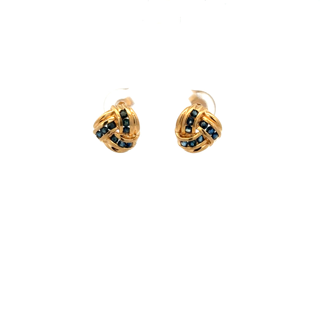 9ct yellow gold sapphire earrings with a 2.4g weight, featuring vibrant blue sapphires and elegant gold setting.