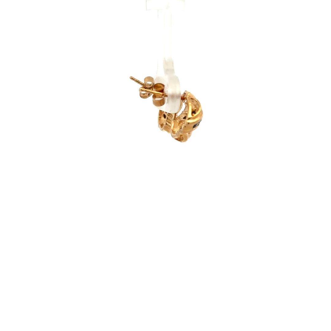 9ct yellow gold sapphire earrings with blue gemstones, lightweight 2.4g, elegant jewelry accessory showcasing sparkling sapphires.