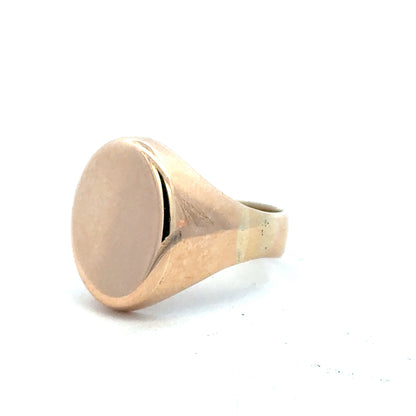 9ct yellow gold signet ring in size S1/2, unbranded, featuring a classic smooth polished finish.