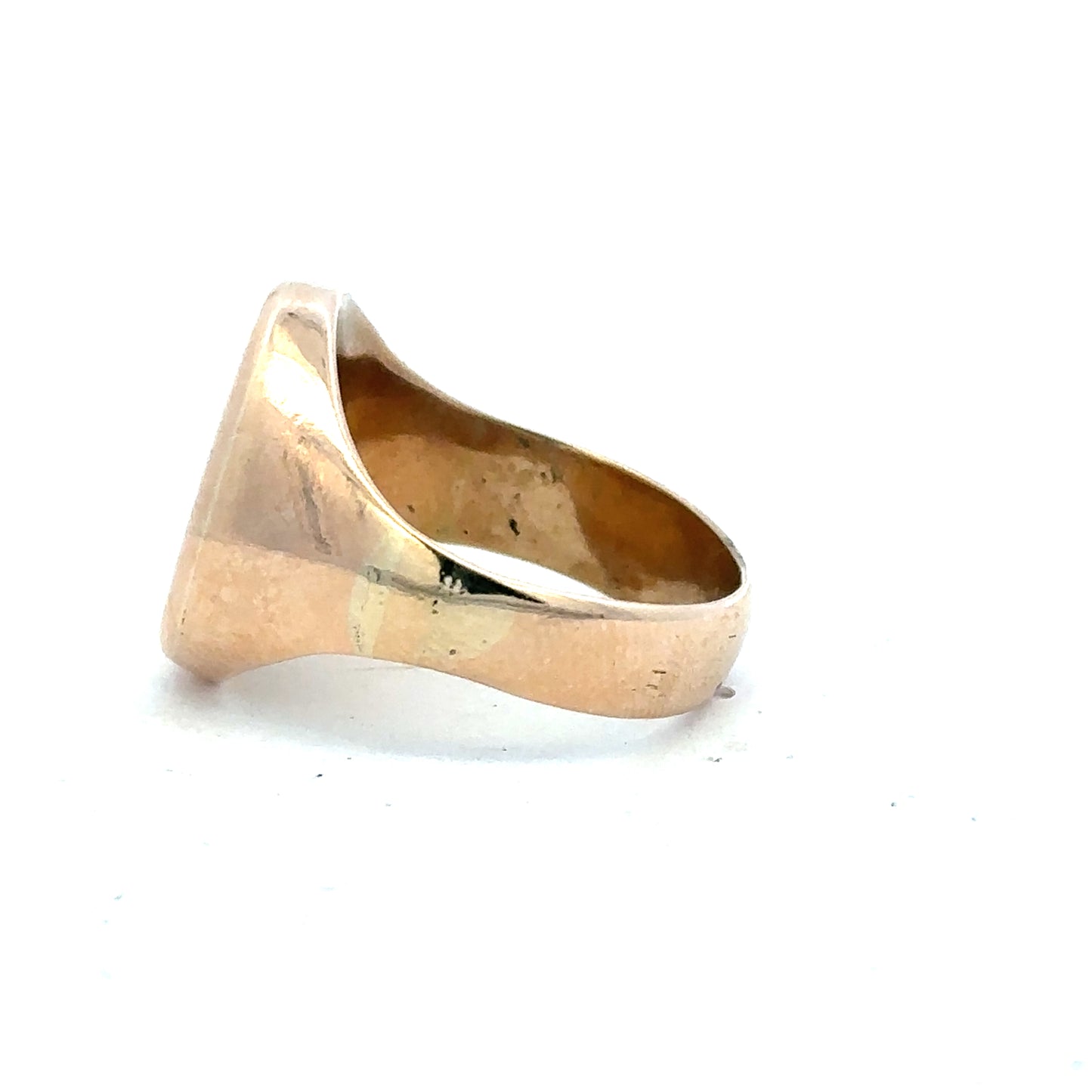 9ct yellow gold signet ring in size S1/2 with a smooth polished surface, unbranded jewelry for men or women.