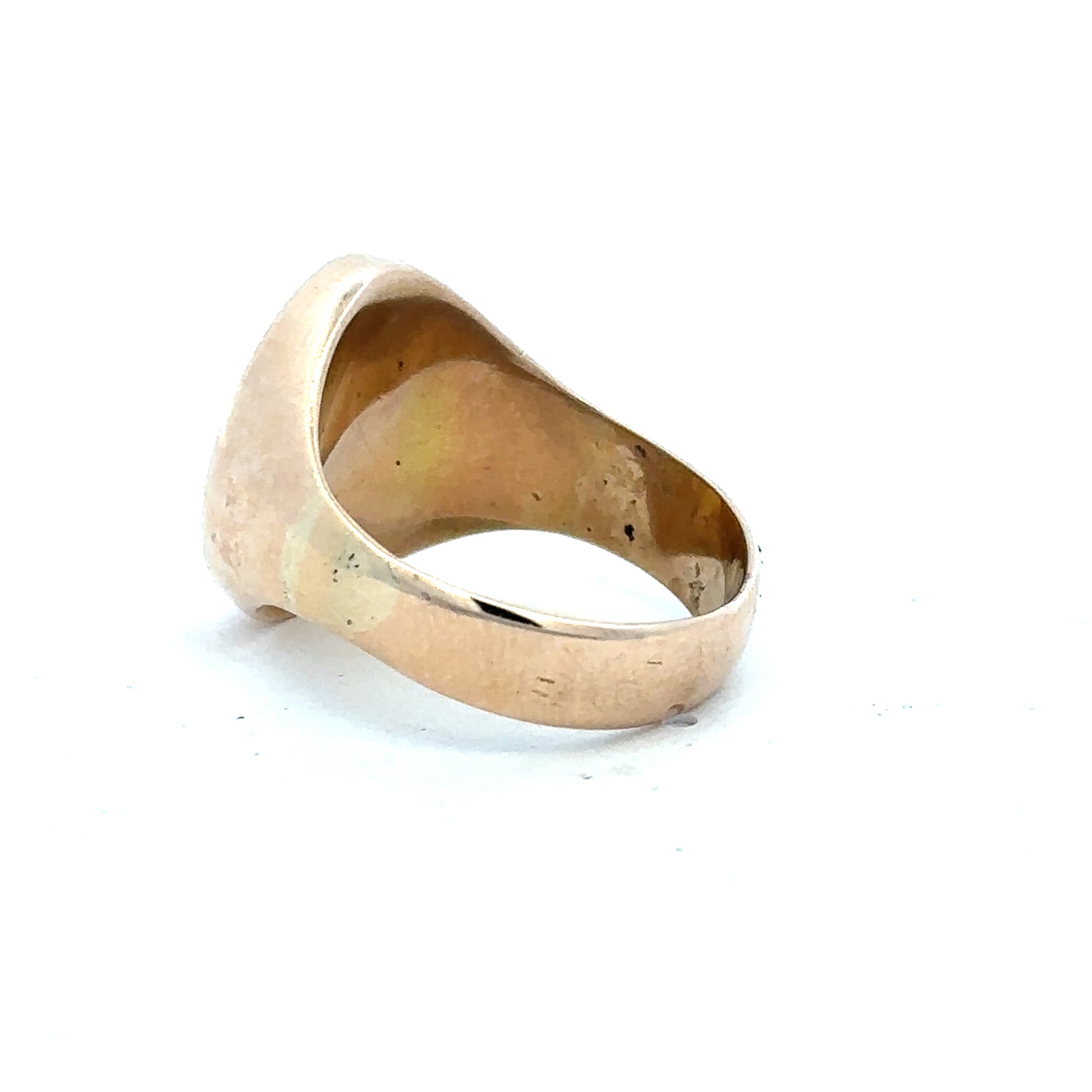 9ct yellow gold signet ring in size S1/2 with a smooth polished finish, unbranded jewelry accessory.