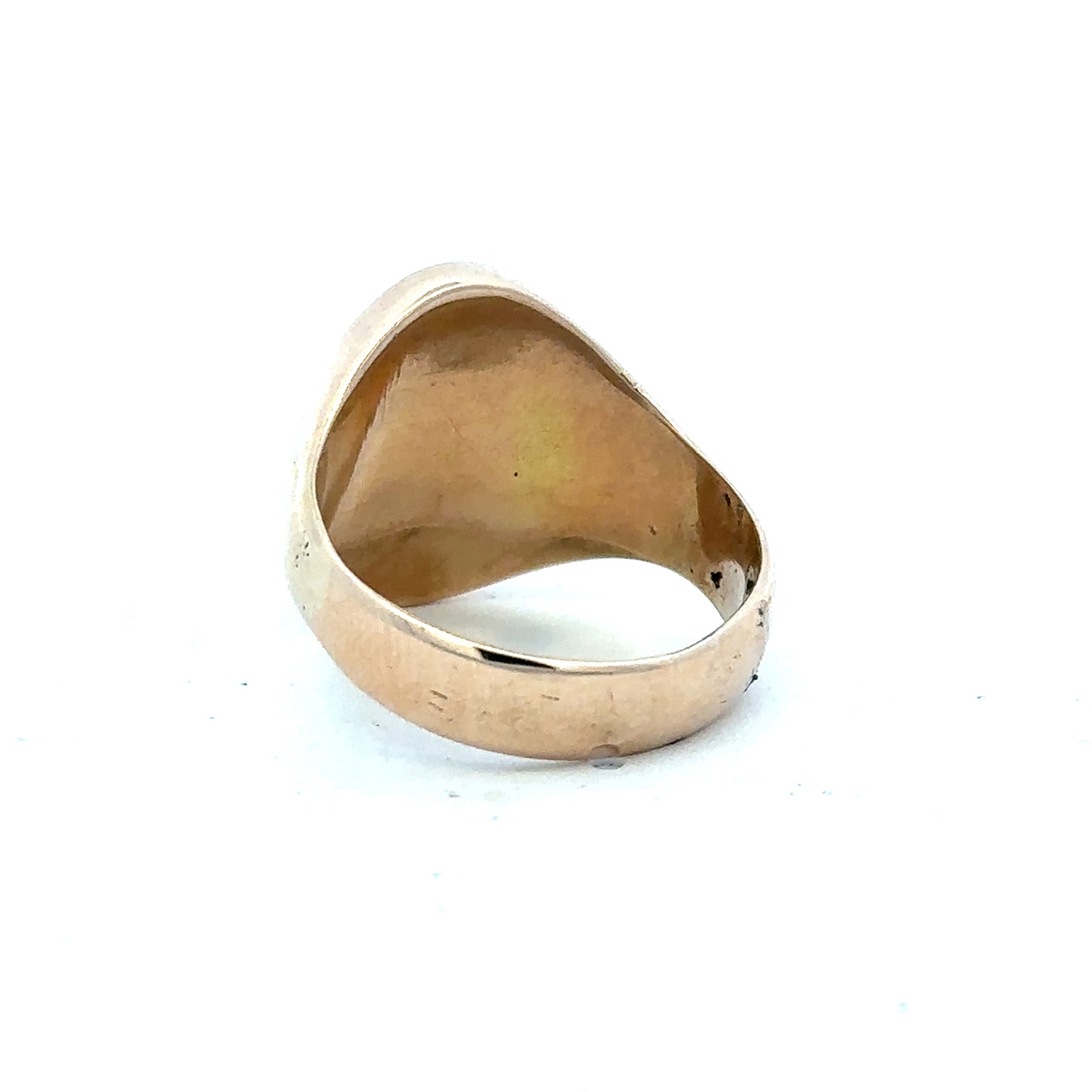 9ct yellow gold signet ring in size S1/2, unbranded, with a smooth polished finish on a white background.