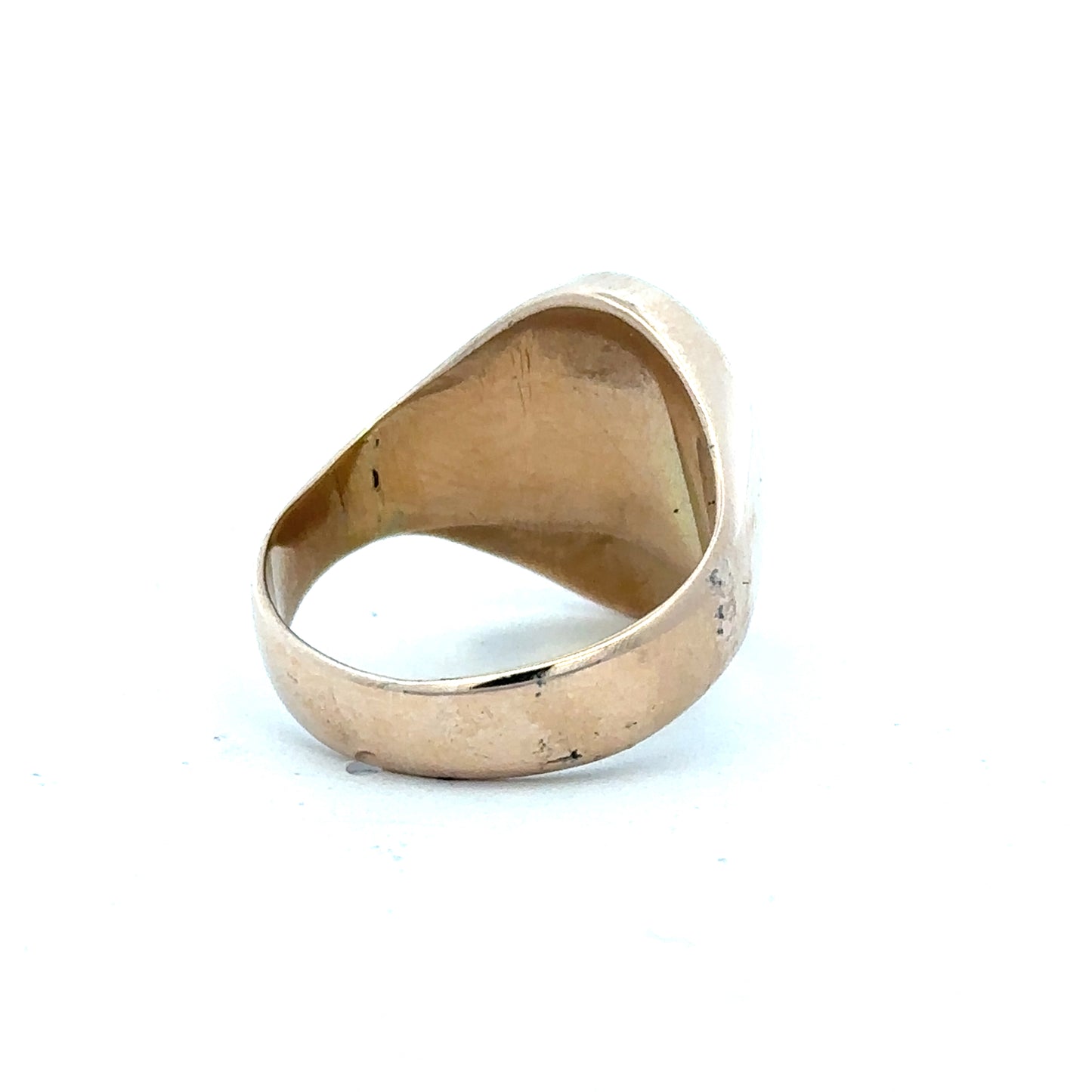 9ct yellow gold signet ring in size S1/2, unbranded, with a smooth polished finish and classic design.