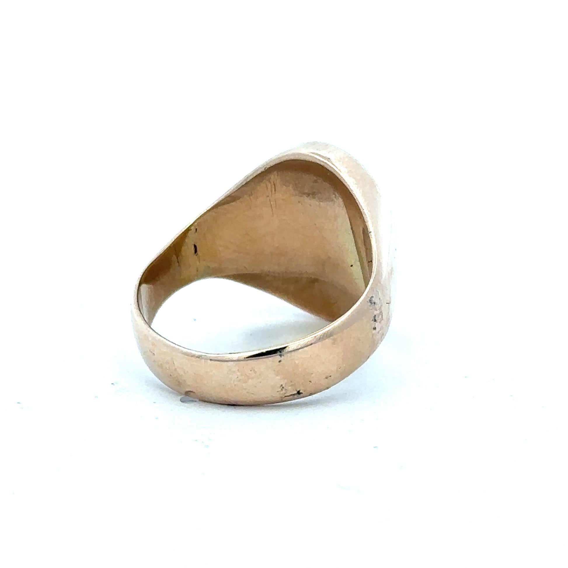 9ct yellow gold signet ring in size S1/2, unbranded, with a smooth polished finish and classic design.