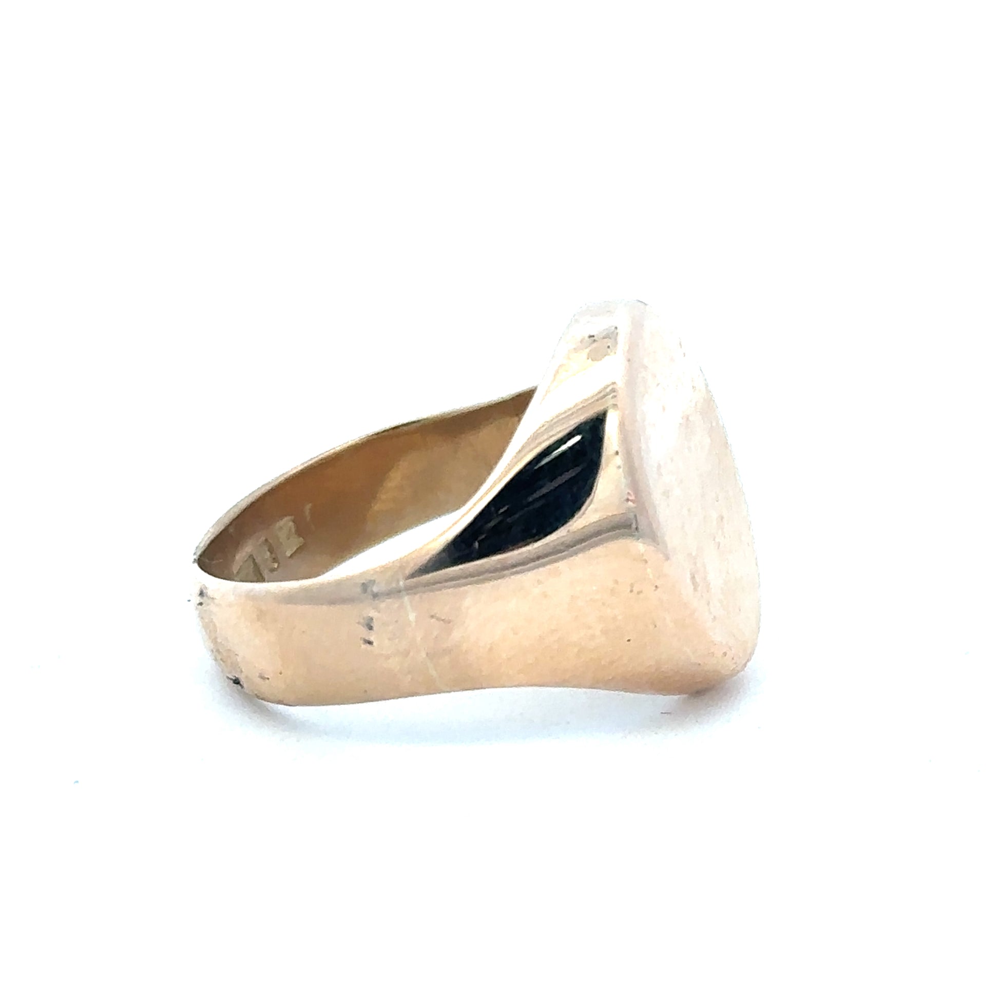 9ct yellow gold signet ring in size S1/2 with smooth polished surface, unbranded jewelry for men or women.