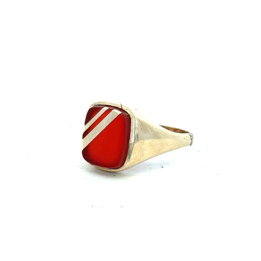 9ct yellow gold signet ring in size S1/2, featuring a smooth polished surface and classic design.