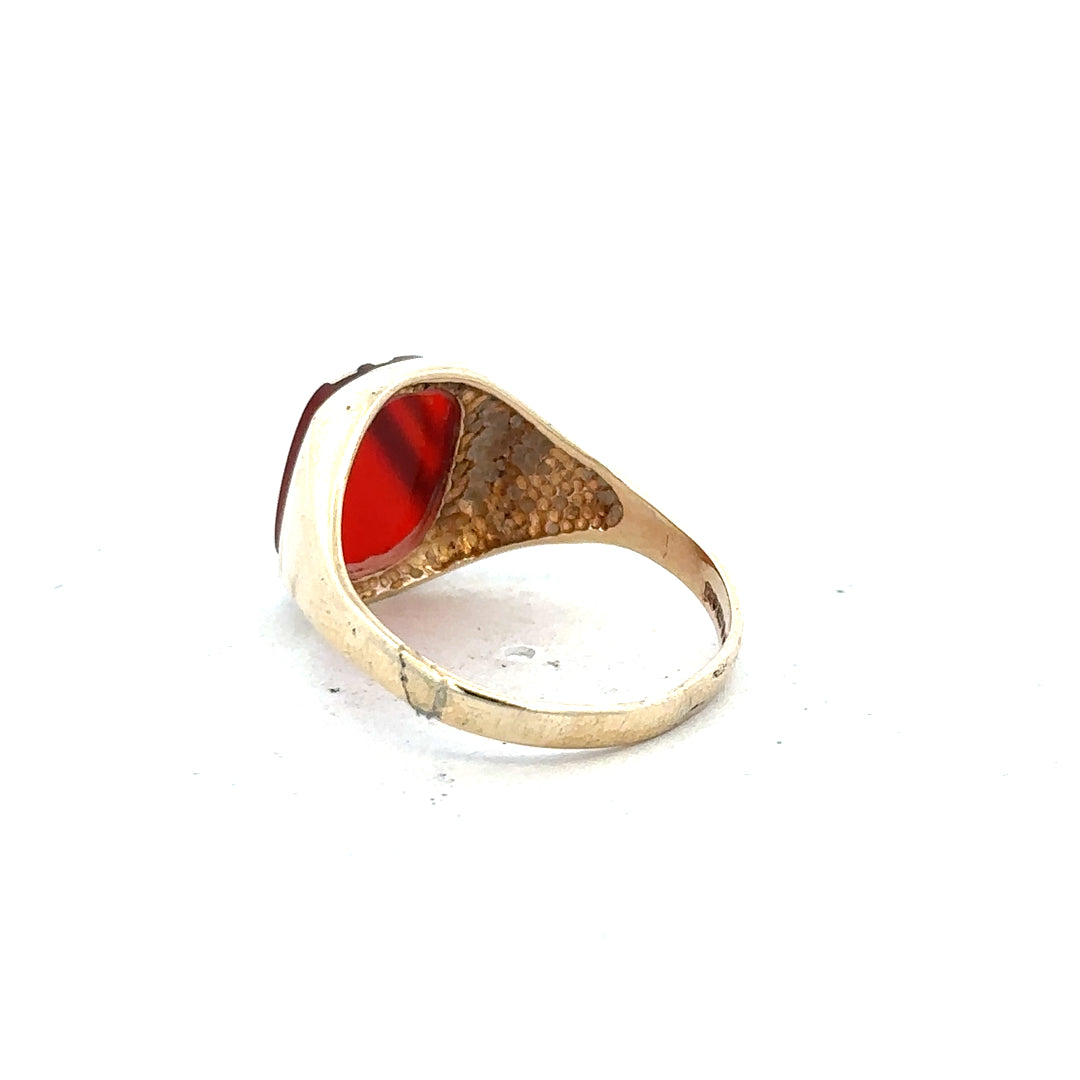 9ct yellow gold signet ring in size S1/2, unbranded, with smooth polished surface and classic design.