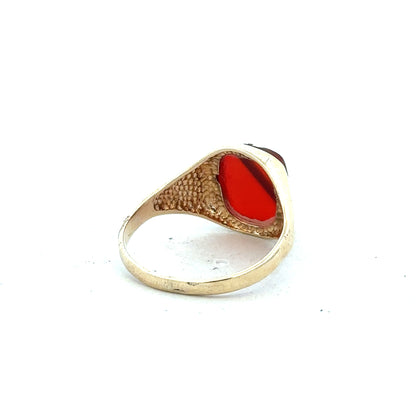 9ct yellow gold signet ring in size S1/2, unbranded, featuring a smooth polished surface and classic design.