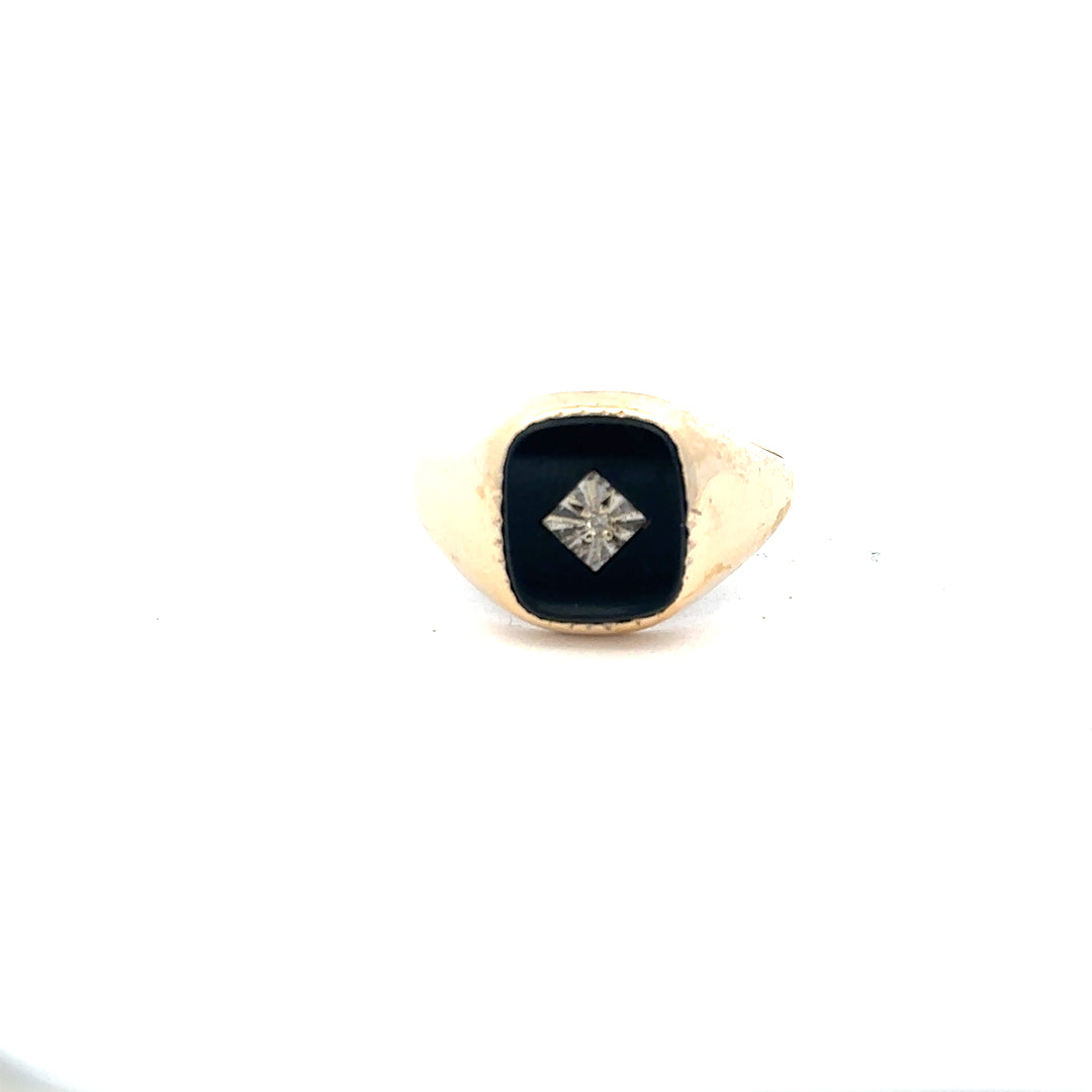9ct yellow gold signet ring in size X with a smooth polished surface, unbranded, displayed on a neutral background.