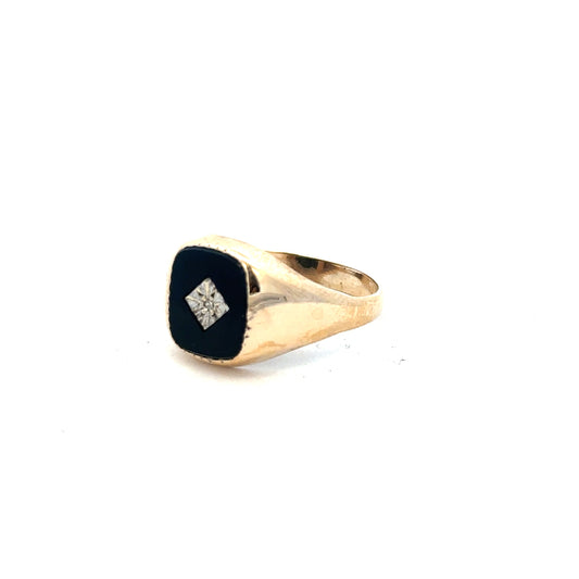 9ct yellow gold signet ring in size X, featuring a smooth polished surface and classic design, unbranded jewelry.