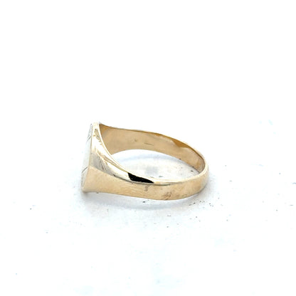 9ct yellow gold signet ring in size X1/2 with a smooth, polished finish, unbranded jewelry accessory.