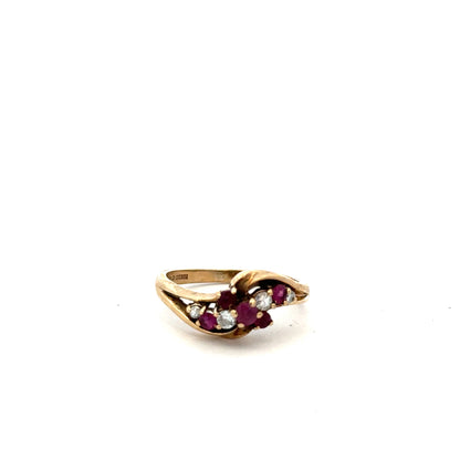 9ct yellow gold diamond ring in size M1/2, featuring a delicate design with sparkling diamonds, unbranded.