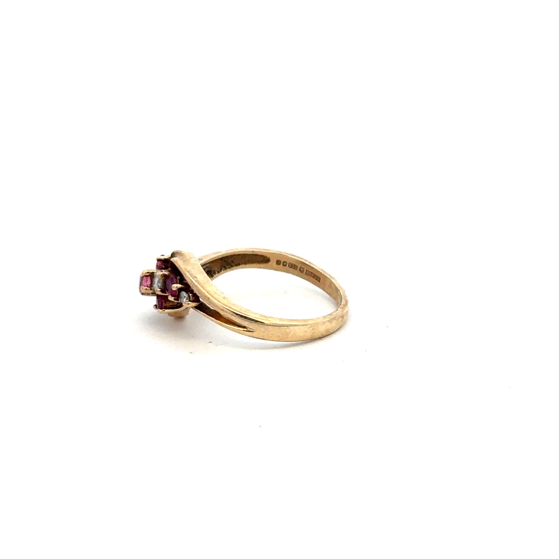 Yellow gold diamond ring in size M1/2, 9 carats, unbranded, showcasing a sparkling diamond design on a polished band.