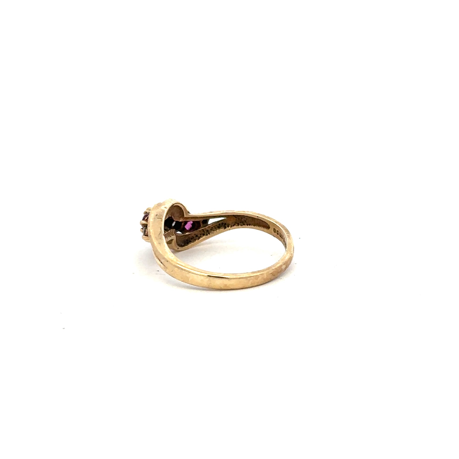 Yellow gold diamond ring in size M1/2, 9 carats, featuring sparkling diamonds and a polished band.