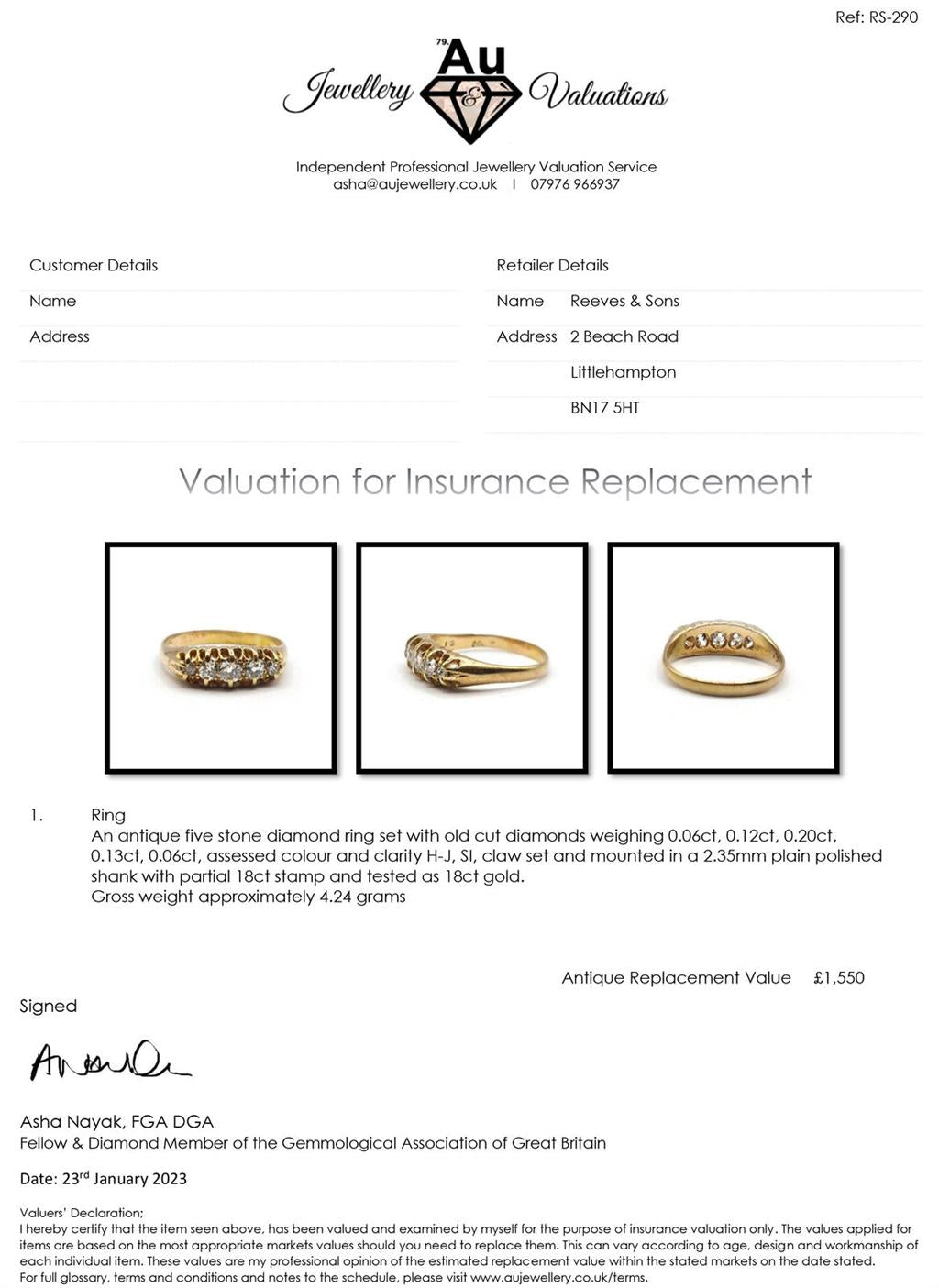 Antique 18ct yellow gold ring featuring five old cut diamonds totaling 0.57 carats, vintage jewelry design