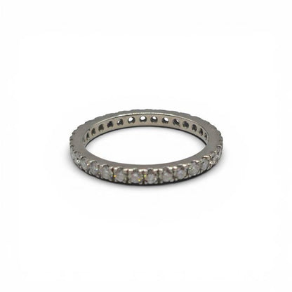 Platinum full diamond eternity ring with sparkling round-cut diamonds, elegant and luxurious jewelry design.
