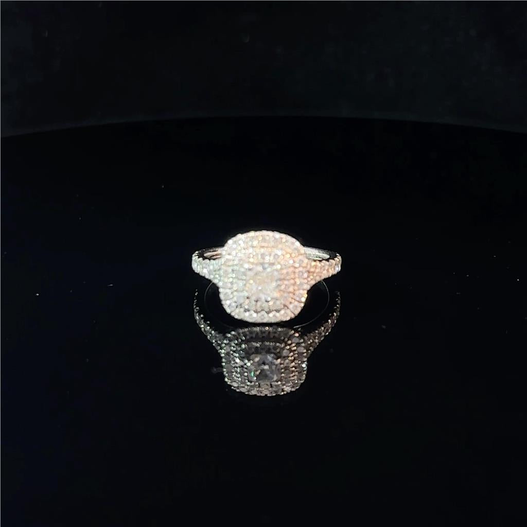 Platinum lab-grown diamond ring in size L with a sleek band and sparkling diamonds, showcasing elegance and craftsmanship.
