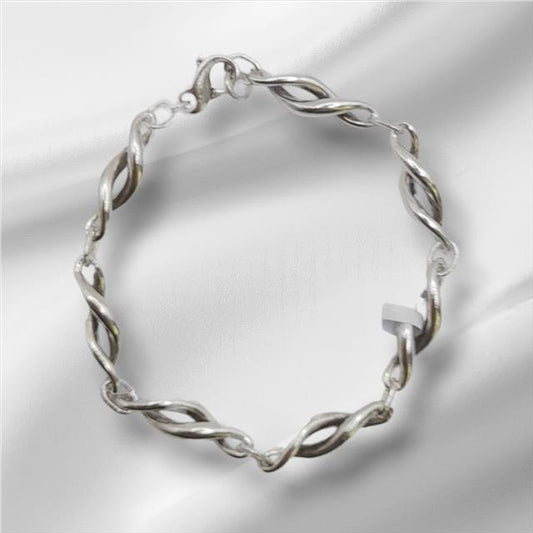 Silver bracelet, 19cm length, lightweight 14.4g, unbranded jewelry with a sleek, polished design.