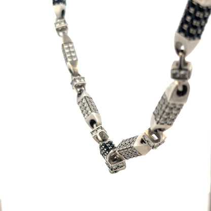 Silver chain weighing 113.4g with intricate links, displayed on a plain background. Unbranded jewelry accessory.