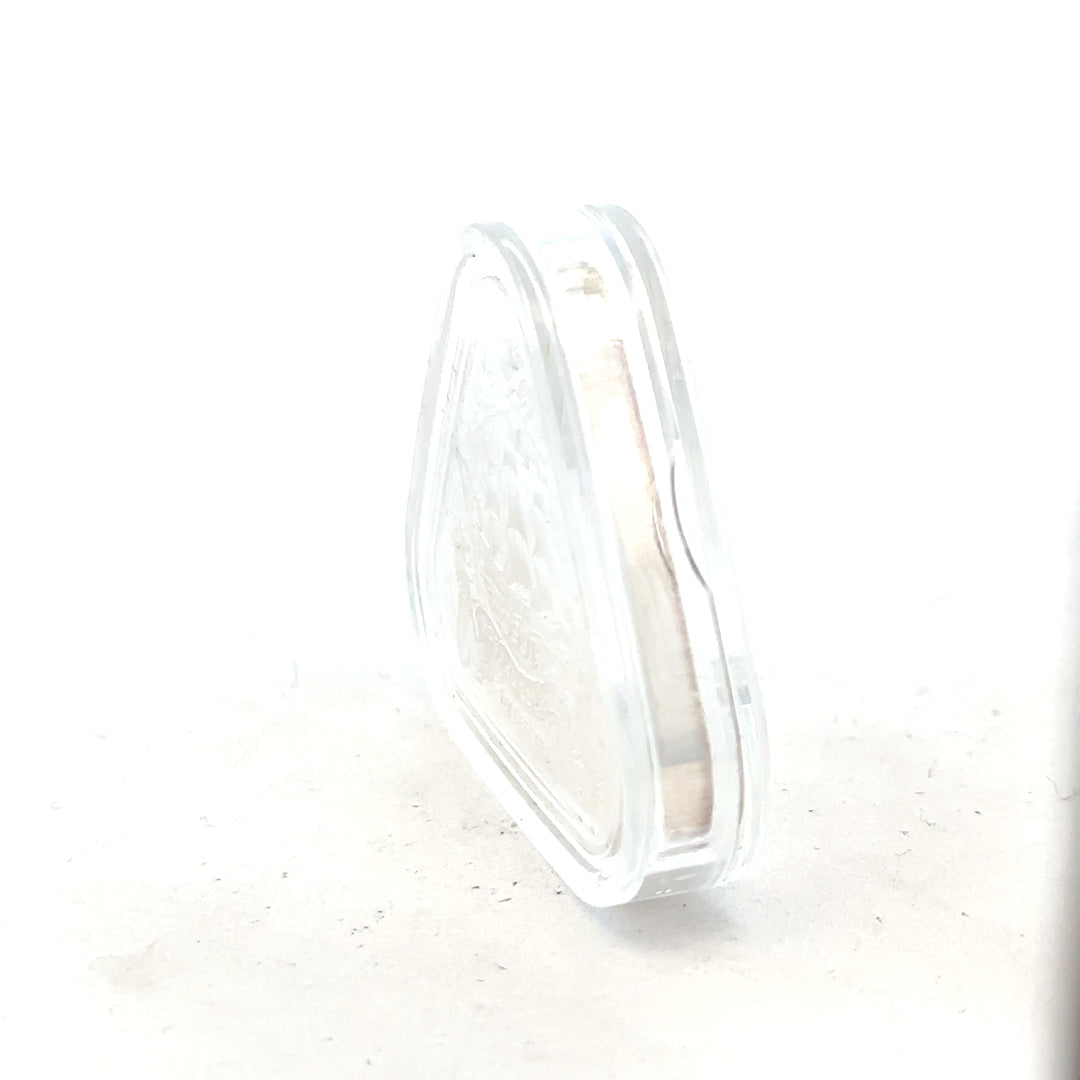Silver coin weighing 31.8g with detailed design, unbranded, shown from a clear front view in the image.