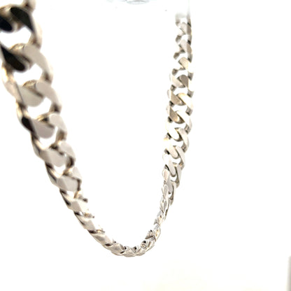 Silver curb chain weighing 148.4g with a sleek design, perfect for jewelry making or layered accessories.