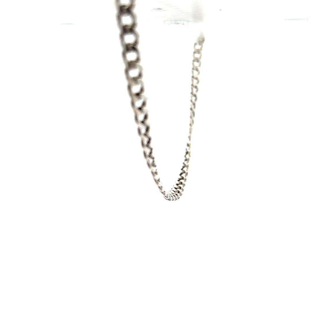 Silver curb chain weighing 16.2g with a classic design, featuring interconnected oval links, perfect for jewelry making or layering.