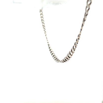Silver curb chain weighing 16.2g, showcasing its sturdy links and shiny finish, ideal for stylish jewelry accessories.