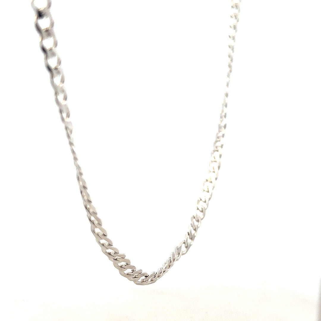 Silver curb chain jewelry, 16.4g, unbranded, close-up view showing linked chain design and shiny metallic finish.