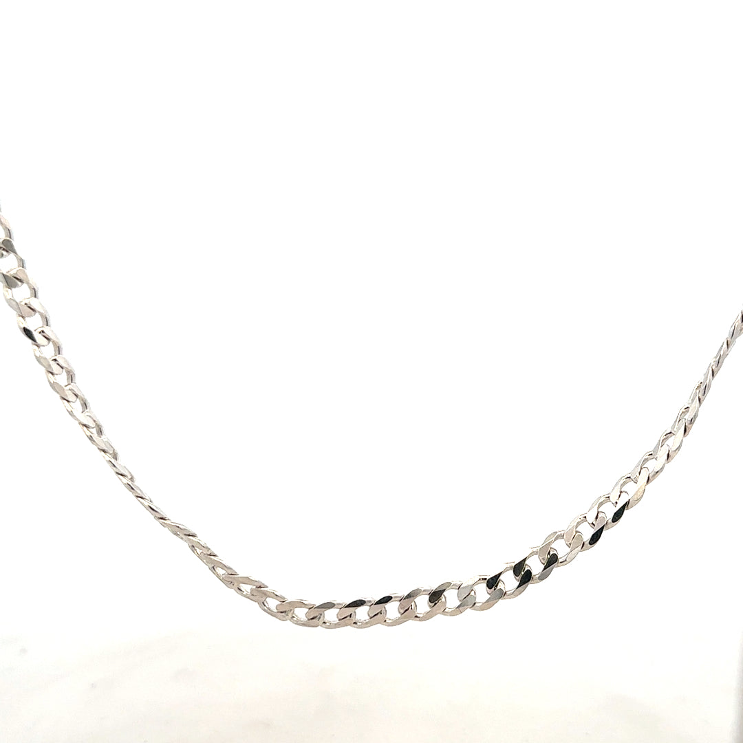 Silver curb chain weight 16.4g, unbranded, with detailed links and a polished finish, shown in close-up image.